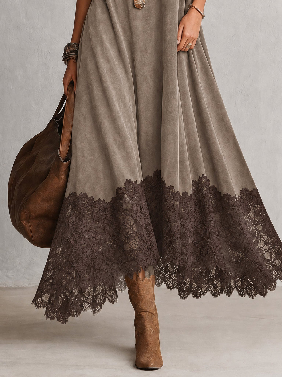 Maverno Marisol taupe kanten zoom