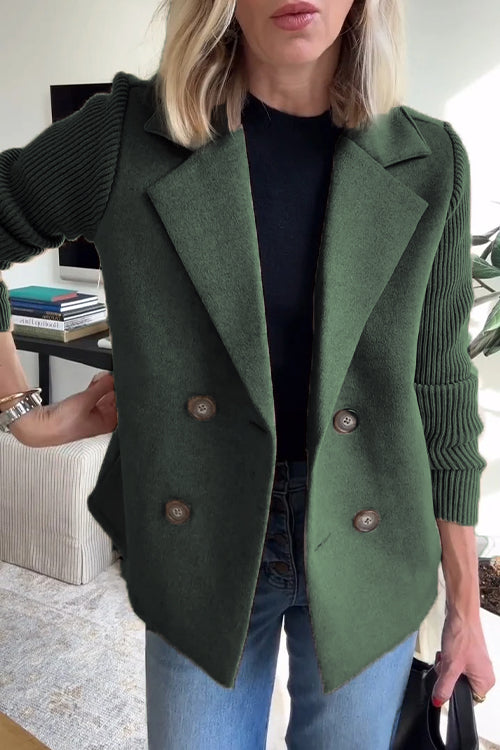 Maverno™ Solène | Damesblazer met Gebreide Mouwen