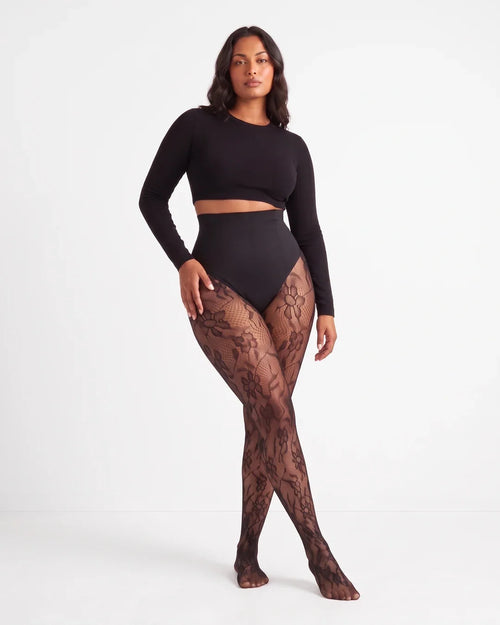 Maverno™ Rosalie | Corrigerende Panty met Bloemenkant