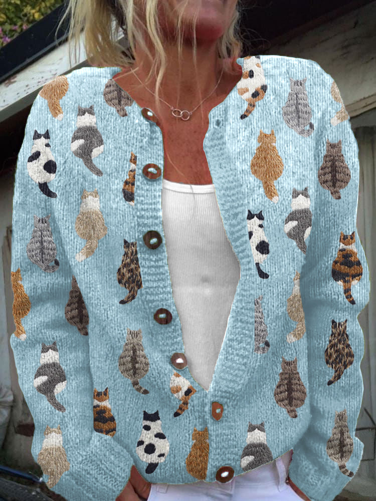 Maverno™ Féline | Gebreid Vest met Kattenprint