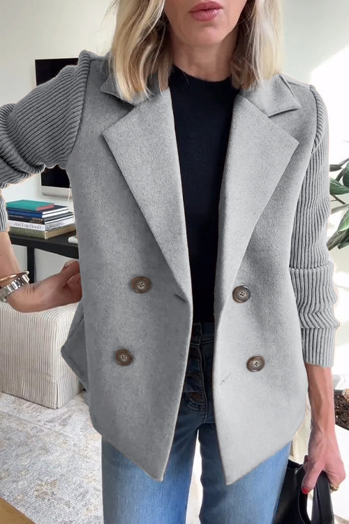 Maverno™ Solène | Damesblazer met Gebreide Mouwen