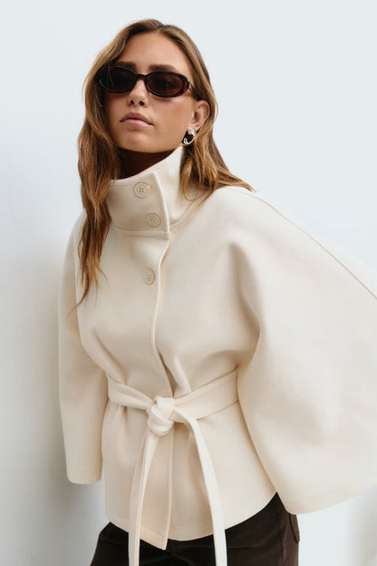 Maverno™ Céleste | Elegante Capemantel met Ceintuur
