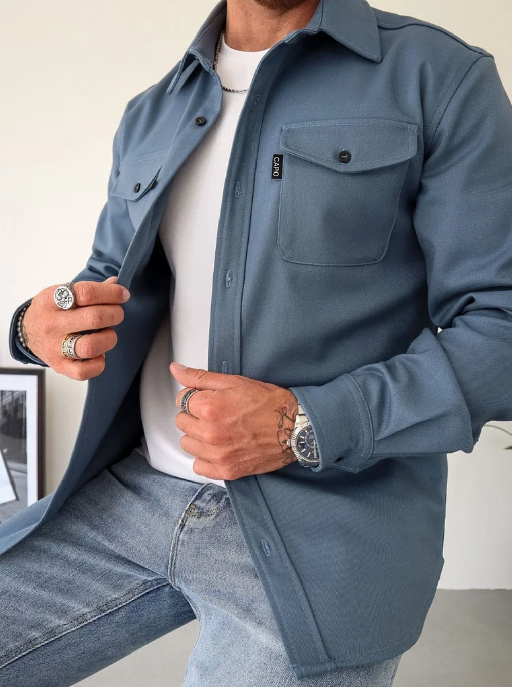 Maverno™ Lewis | Heren Overshirt met Borstzakken