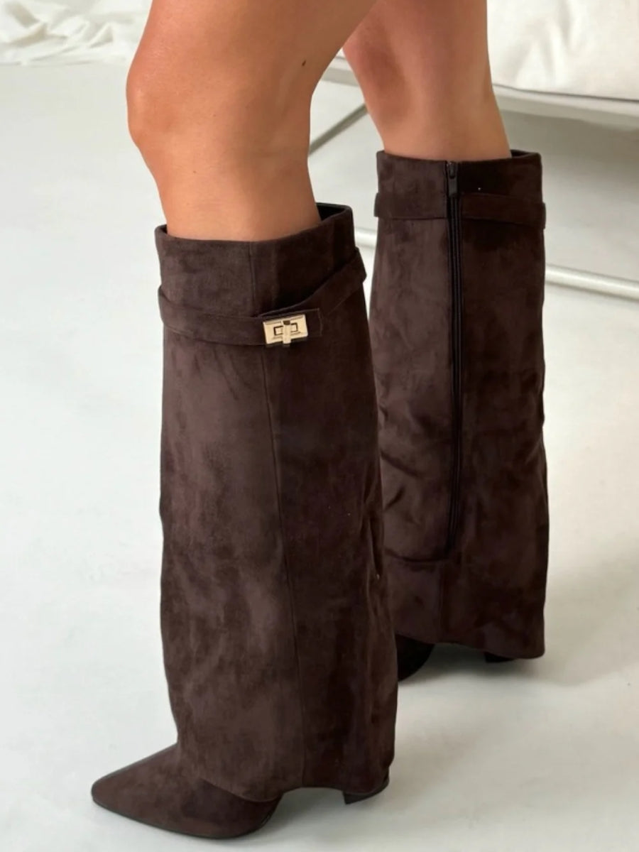Maverno™ Elena | Elegante Hoge Laarzen met Gespdetail