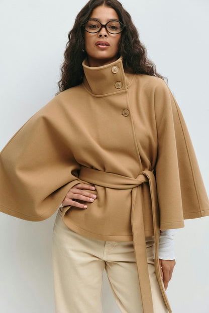 Maverno™ Céleste | Elegante Capemantel met Ceintuur