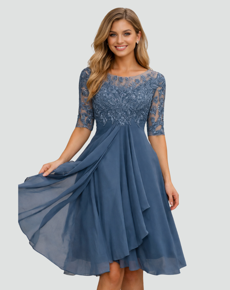 Maverno™ | Rosalie Elegante feest jurk met kant