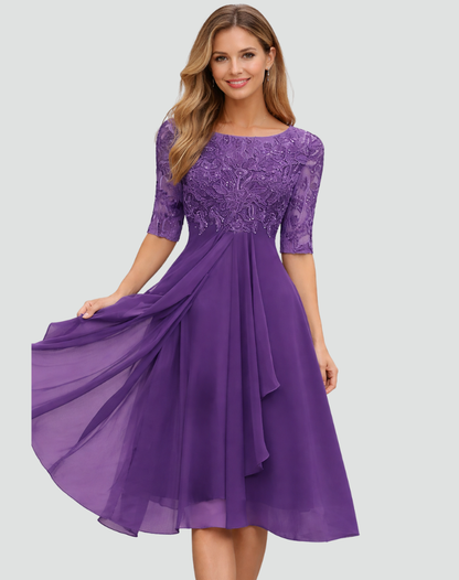 Maverno™ | Rosalie Elegante feest jurk met kant