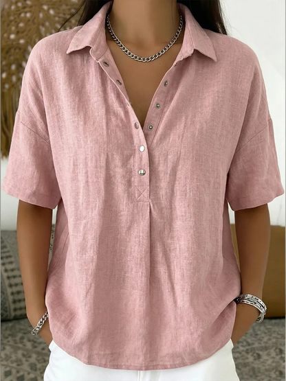 Maverno Mode® | Blouse met kraag en knoopdetail