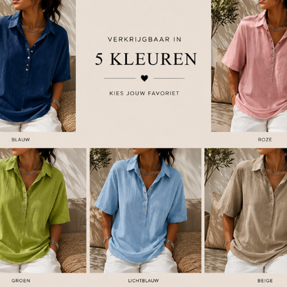 Maverno Mode® | Blouse met kraag en knoopdetail