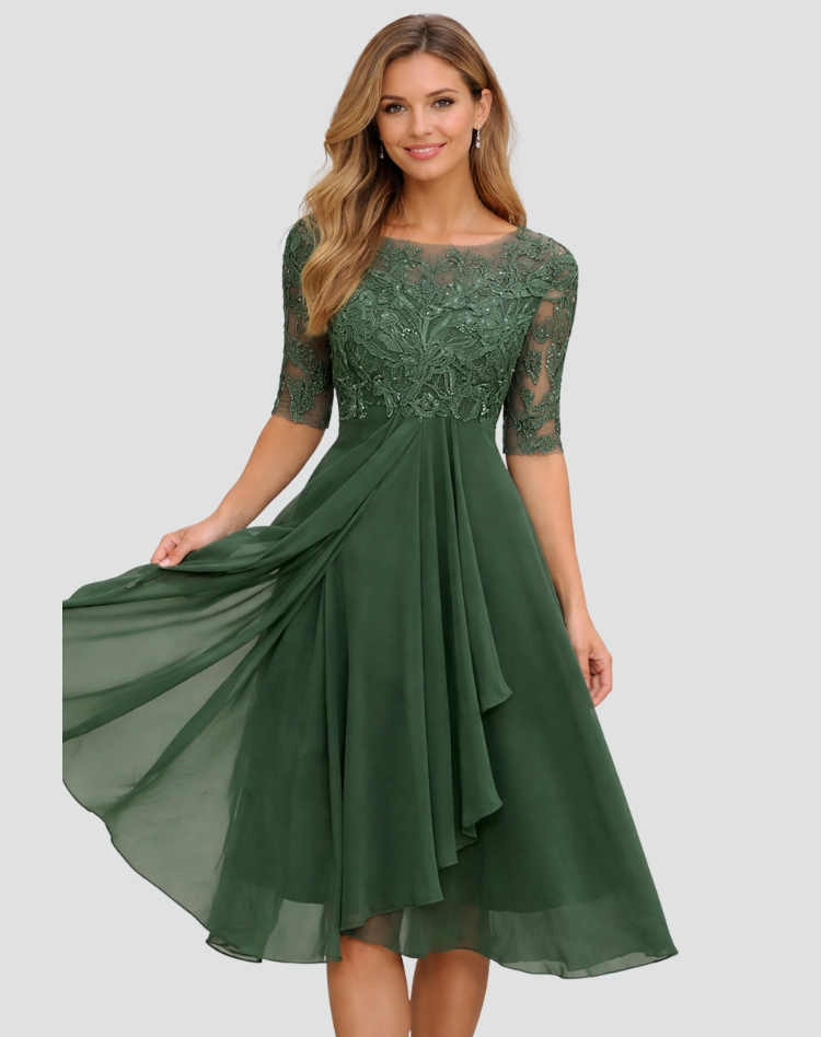 Maverno™ | Rosalie Elegante feest jurk met kant