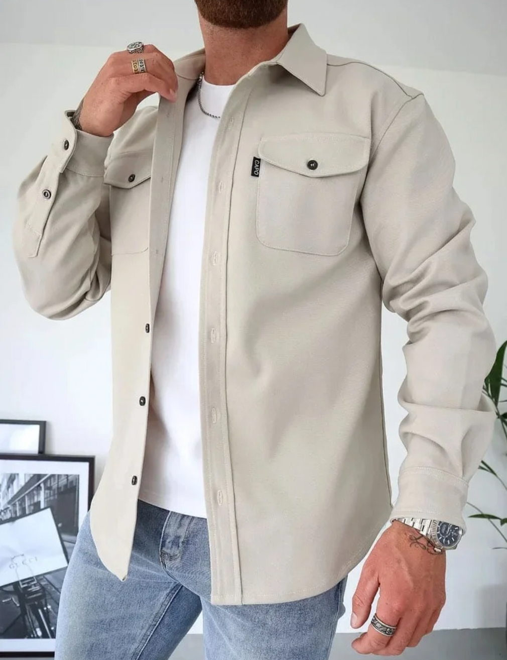 Maverno™ Lewis | Heren Overshirt met Borstzakken