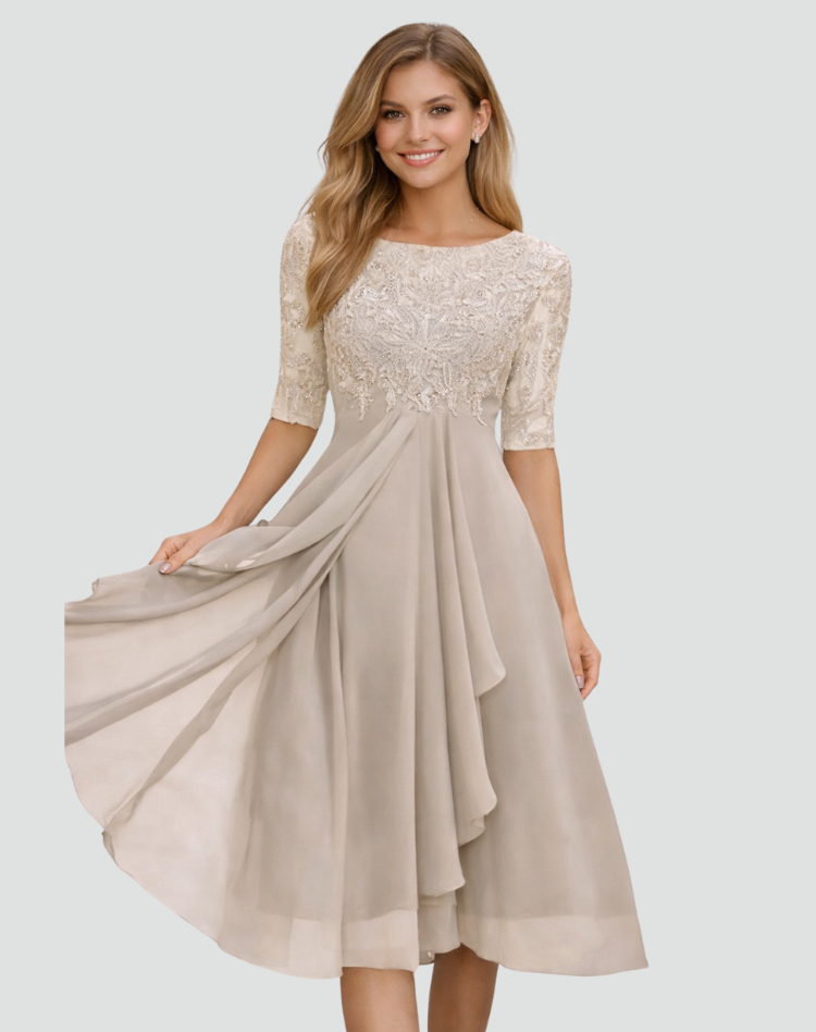 Maverno™ | Rosalie Elegante feest jurk met kant