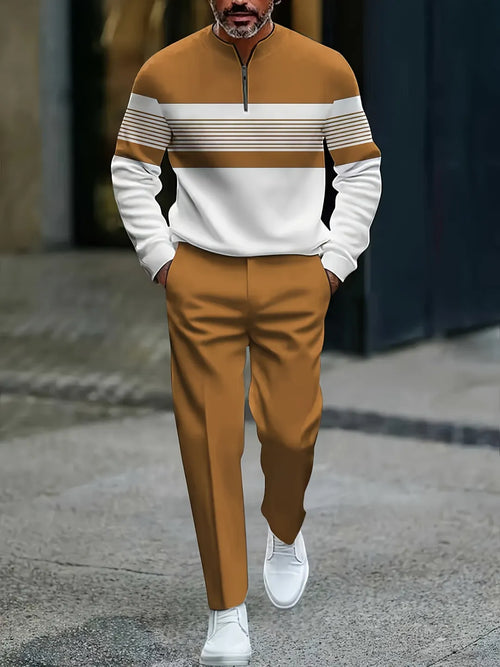 Quarter Zip Sweater & Trousers Two-Piece Set
