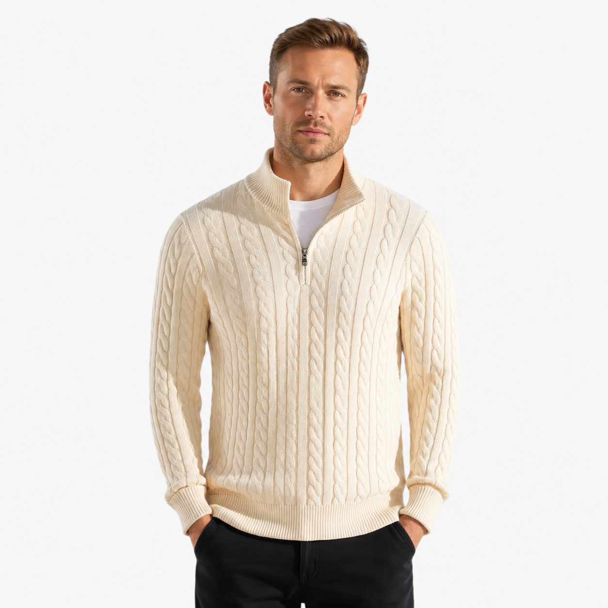 Lorenzo — Kabeltrui Heren met Half Zip