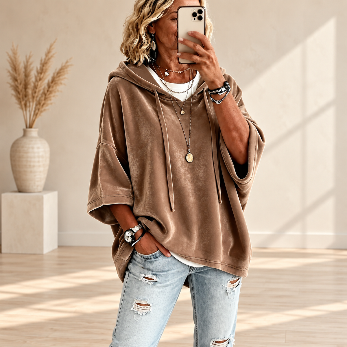 Maverno™ Elin Oversized Velvet Hoodie voor Dames