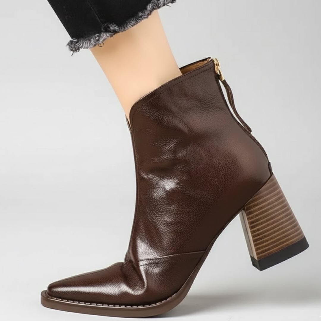 Maverno™ Amélie – Elegante Enkellaarsjes met Blokhak