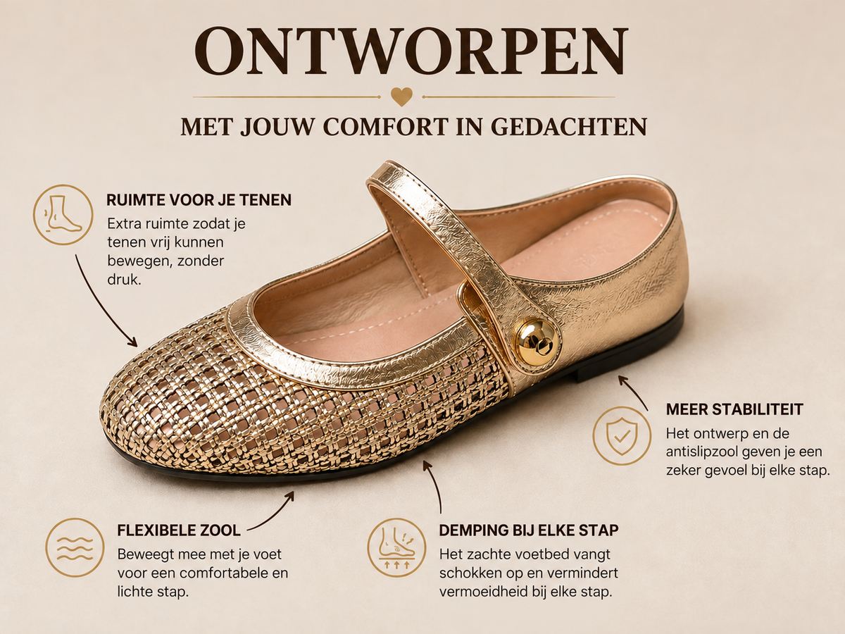 Maverno™ Céline | Gevlochten Muiltjes met Bandje