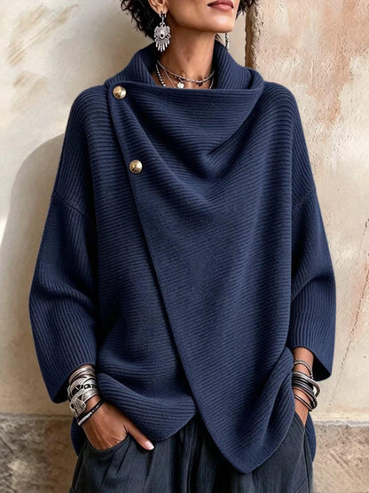 🤲LAST DAY SAVE 49% ⏰Relaxed Chic Knitted Asymmetric Button-up Top