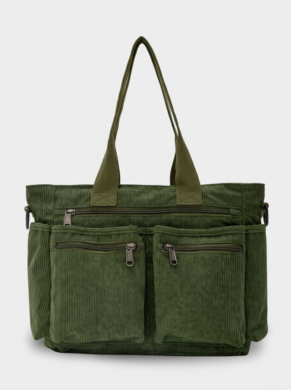Maverno Nomad Corduroy Tote | Ribfluwelen schoudertas met vakken