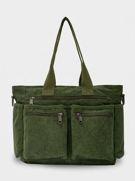 Maverno Nomad Corduroy Tote | Ribfluwelen schoudertas met vakken