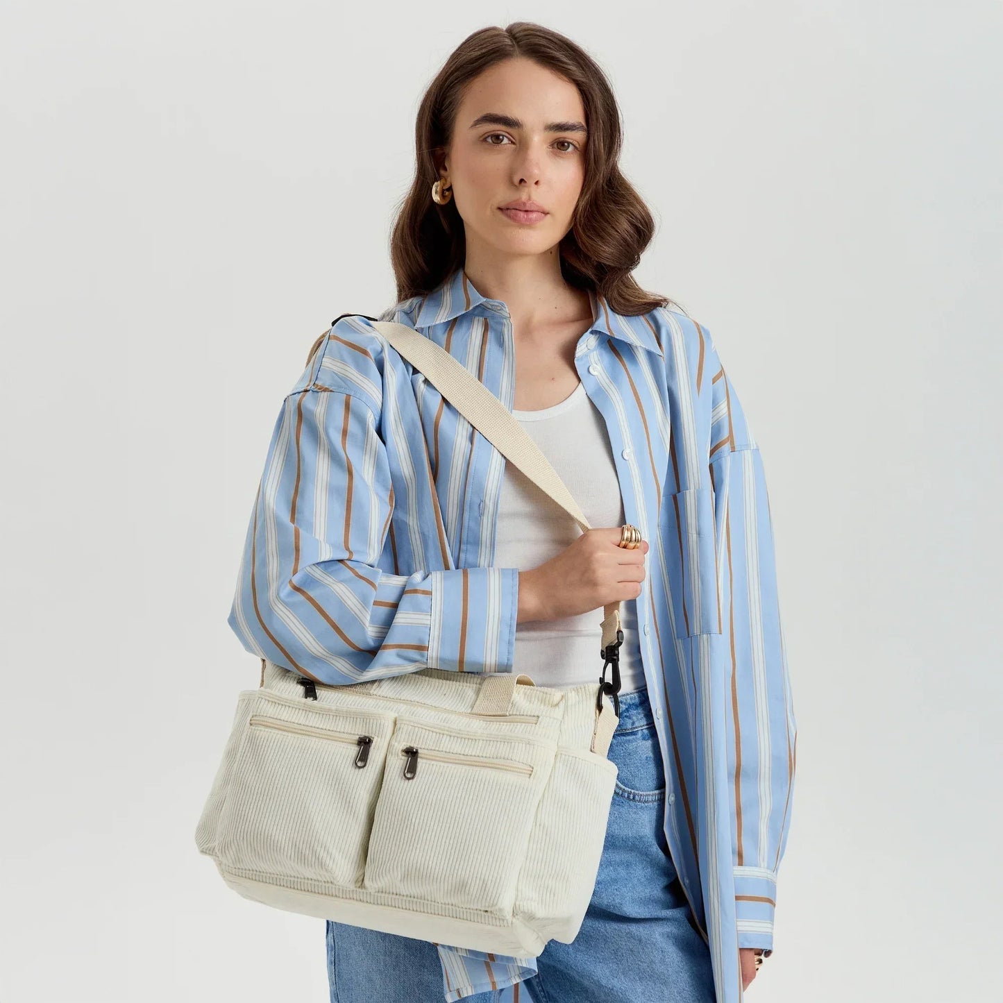 Maverno Nomad Corduroy Tote | Ribfluwelen schoudertas met vakken