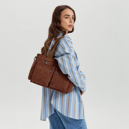 Maverno Nomad Corduroy Tote | Ribfluwelen schoudertas met vakken