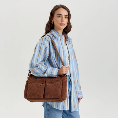 Maverno Nomad Corduroy Tote | Ribfluwelen schoudertas met vakken