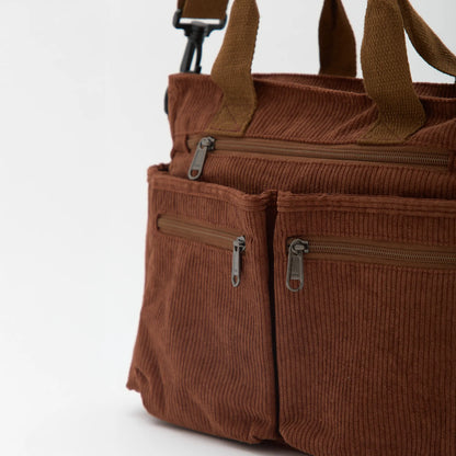 Maverno Nomad Corduroy Tote | Ribfluwelen schoudertas met vakken