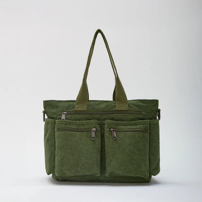 Maverno Nomad Corduroy Tote | Ribfluwelen schoudertas met vakken