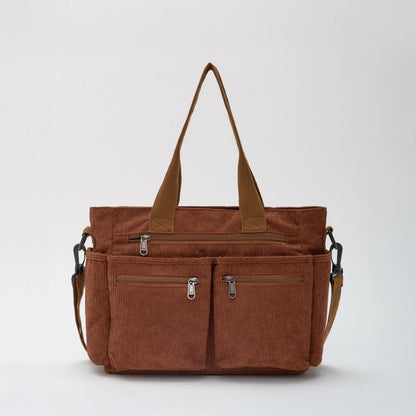 Maverno Nomad Corduroy Tote | Ribfluwelen schoudertas met vakken