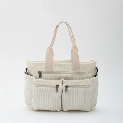 Maverno Nomad Corduroy Tote | Ribfluwelen schoudertas met vakken