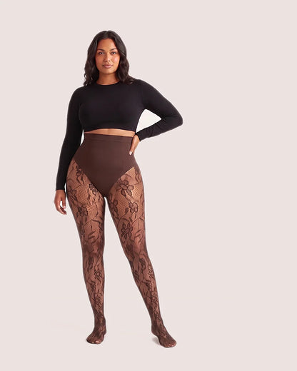 Maverno™ Rosalie | Corrigerende Panty met Bloemenkant