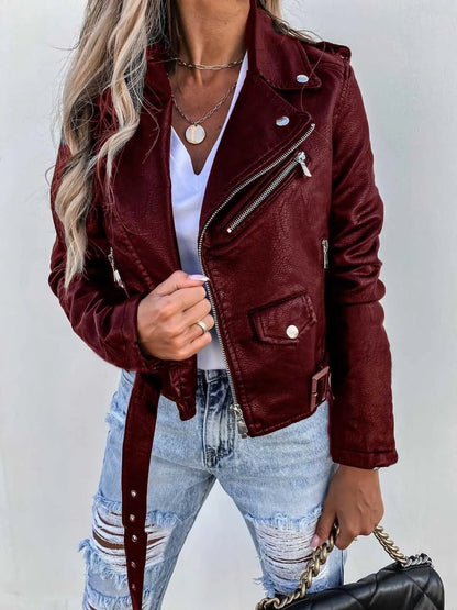 Sienna bikerjack in bordeaux, voorkant