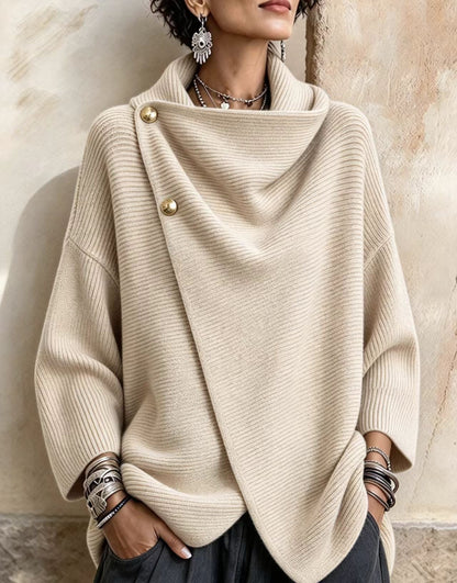 🤲LAST DAY SAVE 49% ⏰Relaxed Chic Knitted Asymmetric Button-up Top
