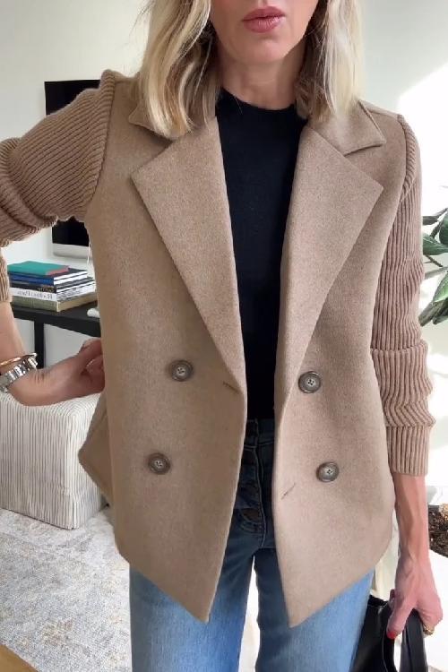 Maverno™ Solène | Damesblazer met Gebreide Mouwen