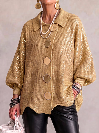 Margaux vest in goud met pailletten, voorkant