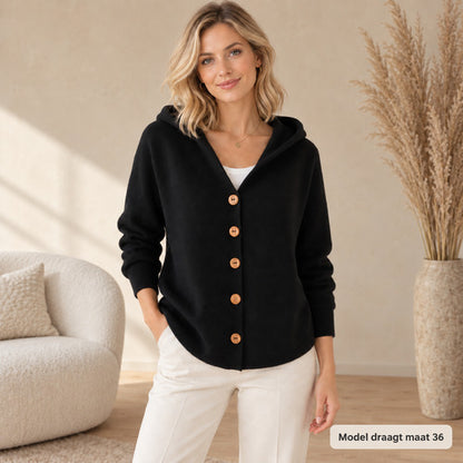 Maverno™ Sofie Comfortvest – Met Capuchon & Speelse Knoopdetails