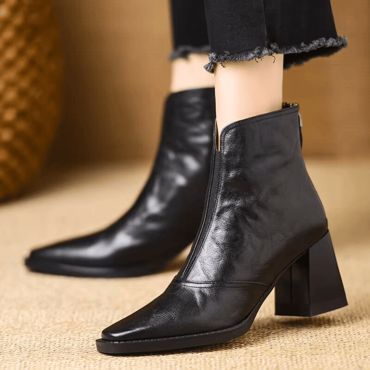 Maverno™ Amélie – Elegante Enkellaarsjes met Blokhak
