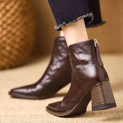 Maverno™ Amélie – Elegante Enkellaarsjes met Blokhak